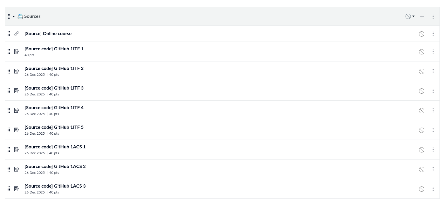 Sources link in Canvas