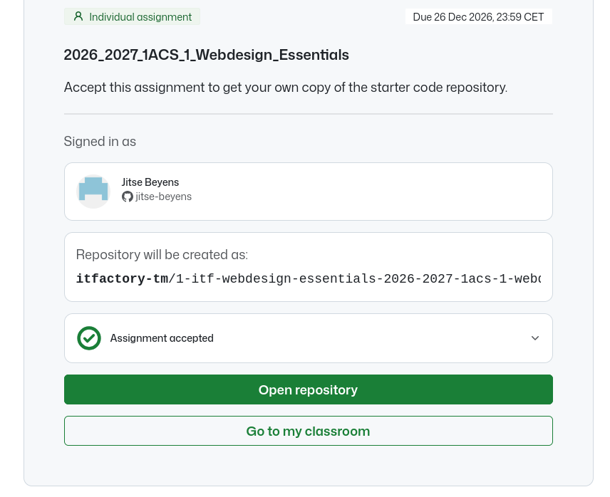 Classroom50 accept assignment and repository