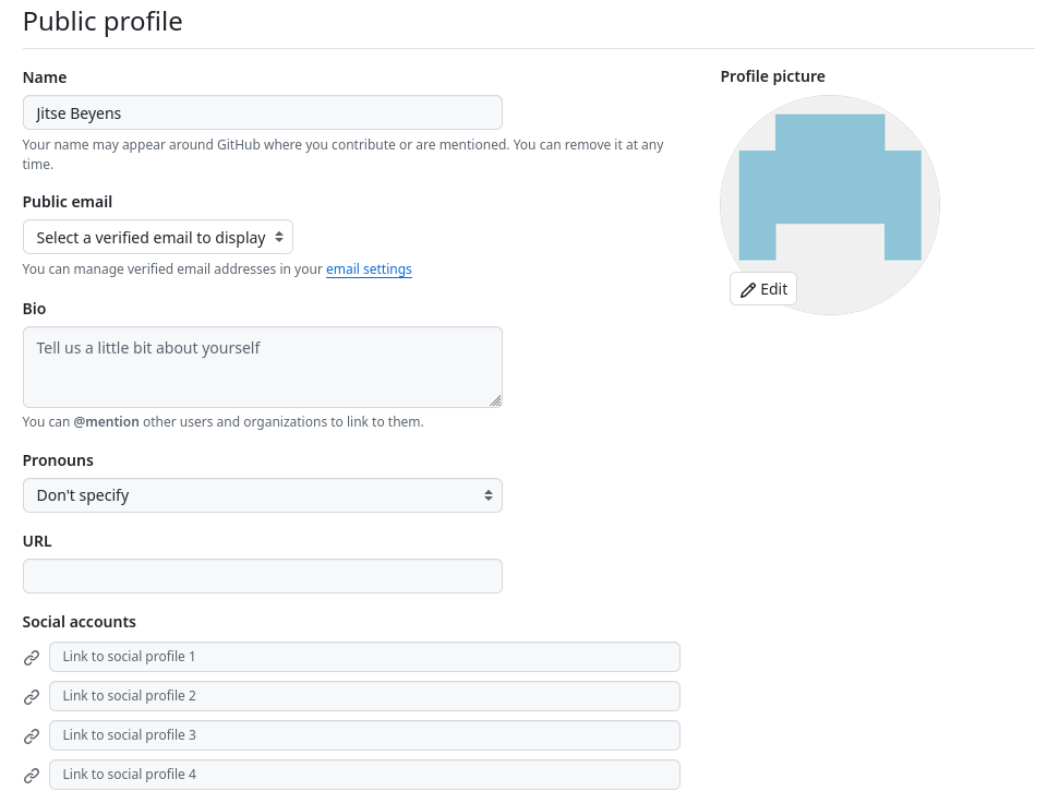 GitHub profile name