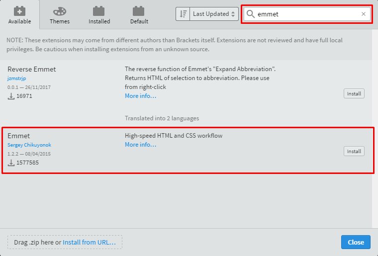 Brackets: change language