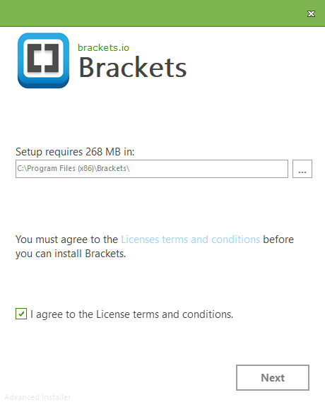 Brackets: installation screen 2