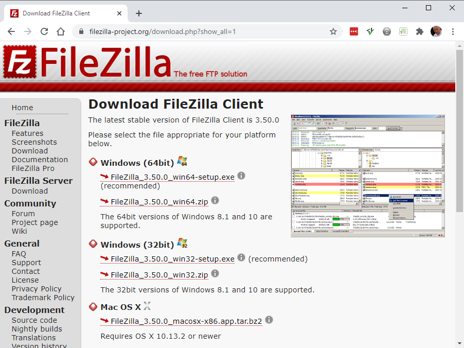 Download FileZilla