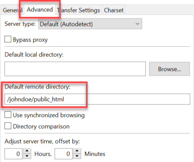 SFTP default path