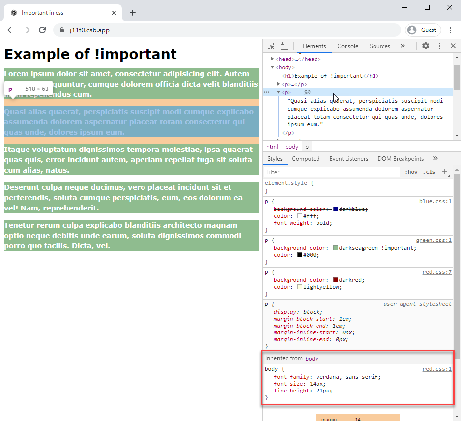 Inheritance in browser