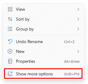 Windows 11 More Options